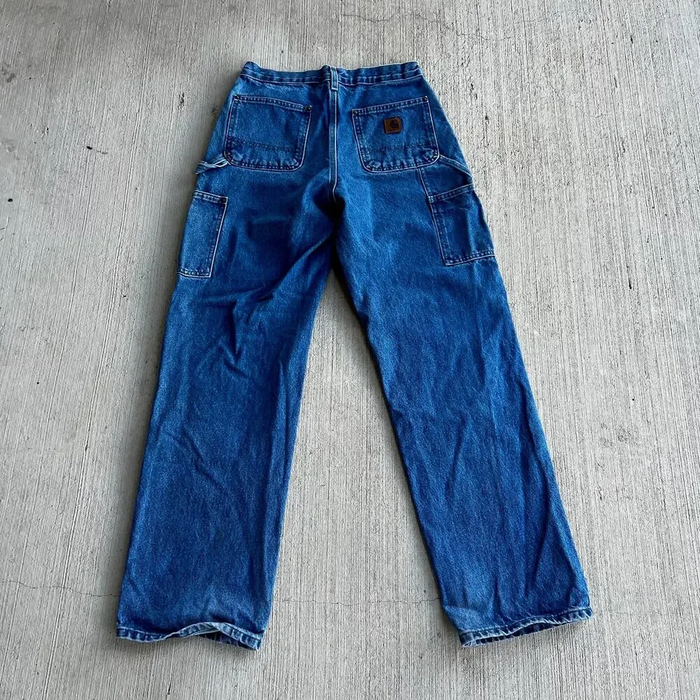 Carhartt denim blue jean double knee work wear carpenter pants